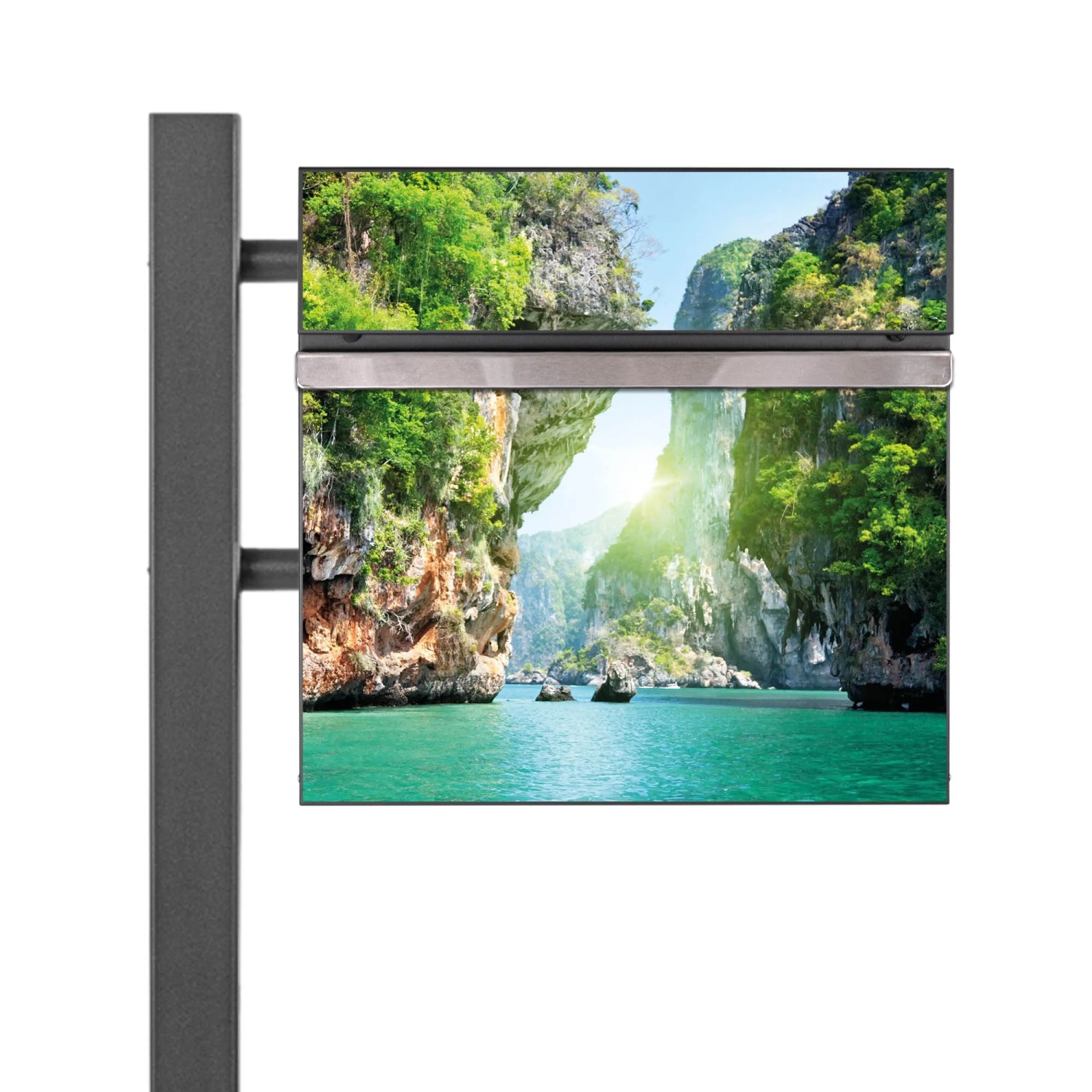 Bild von Banjado Standbriefkasten Anthrazit 45x120x16.5cm Groß Inkl. Montagematerial & 2 Schlüsseln Motiv Versteckte Bucht