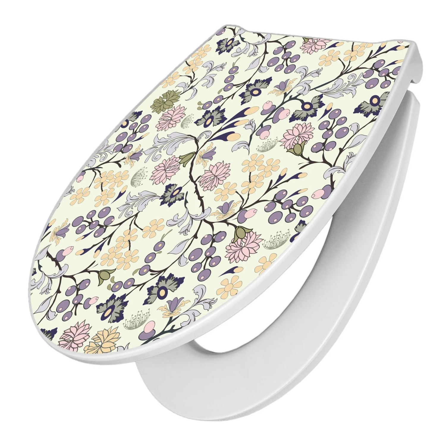 Bild von Banjado Premium Toilettendeckel Mit Absenkautomatik WC-Sitz Soft Close Hygienischer Klodeckel Duroplast Mit Motiv Florale Tapete