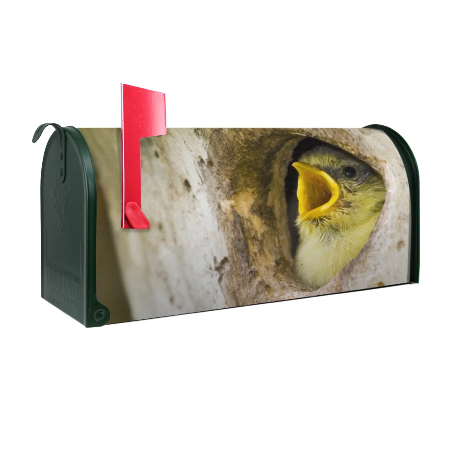 Bild von Banjado Amerikanischer Briefkasten Grün 48x22x16cm US Mailbox Letterbox Postkasten Stahl Pulverbeschichtet Motiv Blaumeise