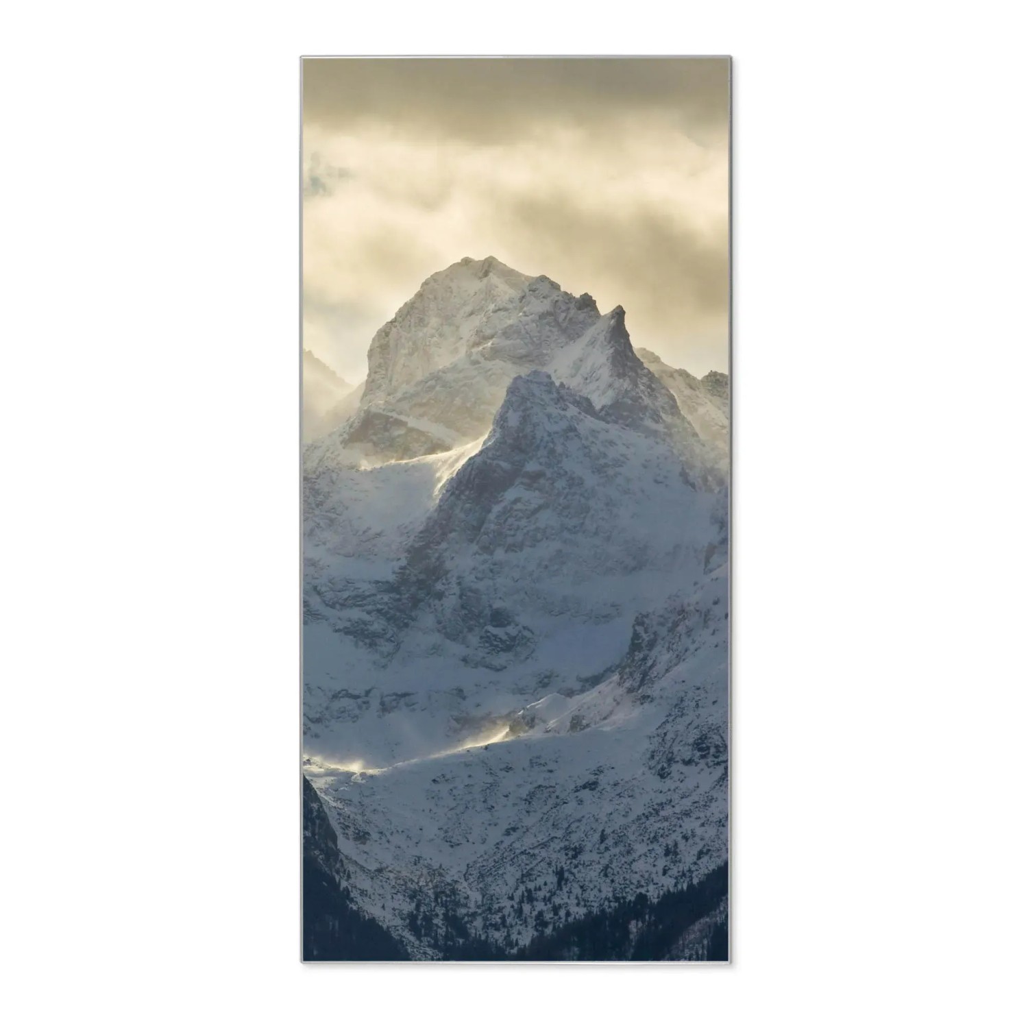 Bild von Banjado Magnettafel 37x78cm Magnetwand  Silber Aus Metall Magnetpinnwand Pinnwand Inkl. 4 Magnete Motiv Alpen Im Sonnenschein