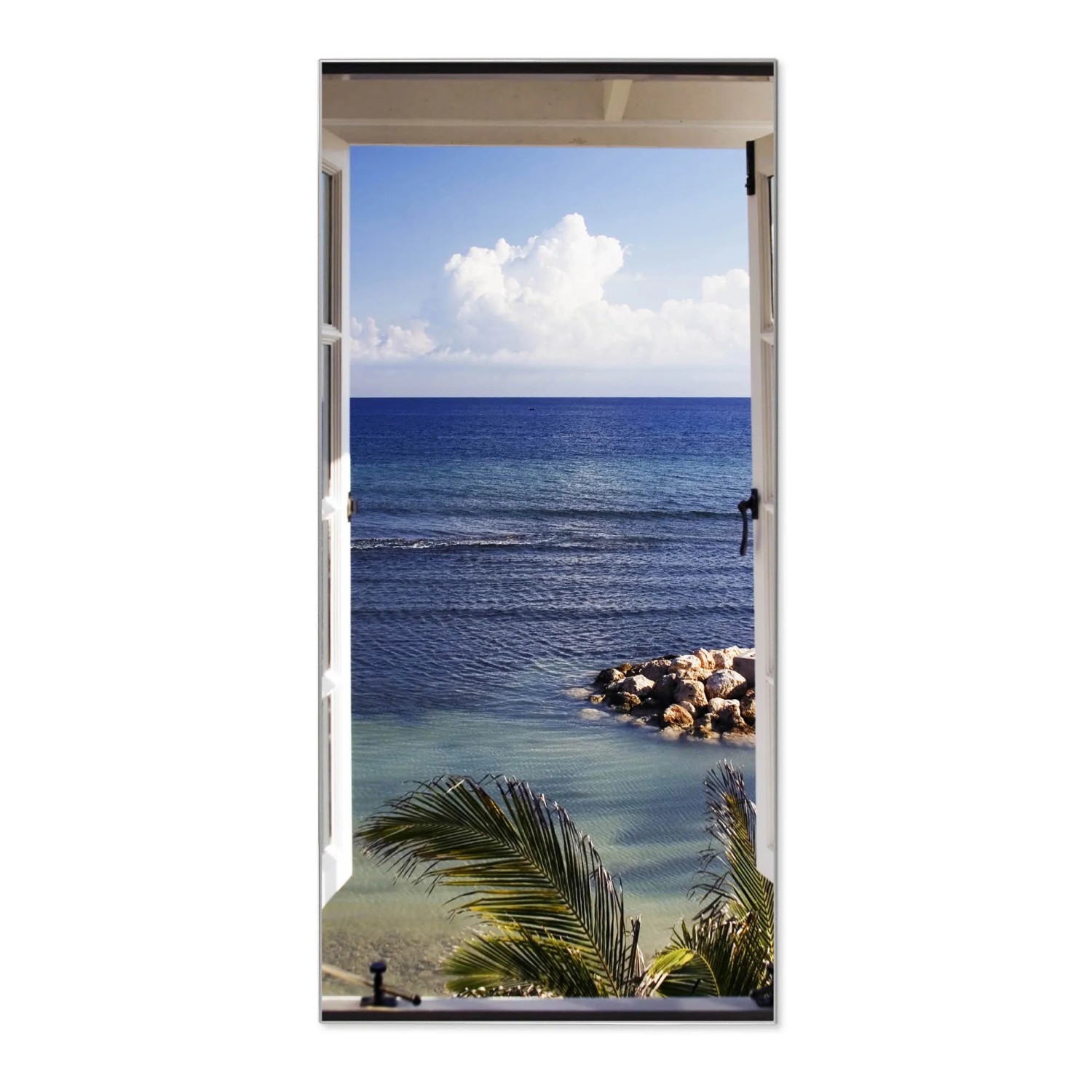Bild von Banjado Magnettafel 37x78cm Magnetwand  Silber Aus Metall Magnetpinnwand Pinnwand Inkl. 4 Magnete Motiv Fensterpanorama