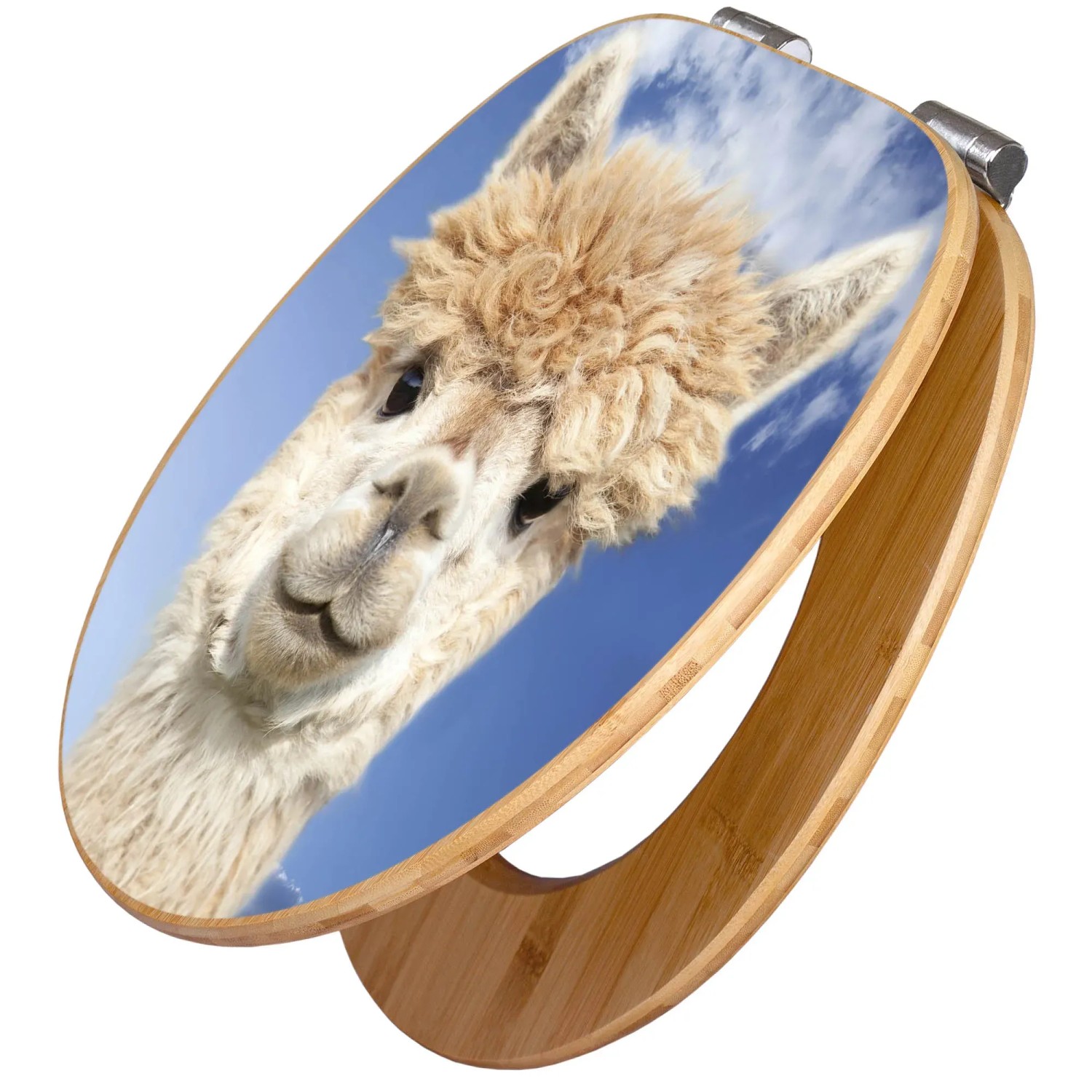 Bild von Banjado Design WC Sitz Bambus Holz Toilettendeckel Mit Absenkautomatik Klodeckel WC-Sitz Soft Close Mit Motiv Lama