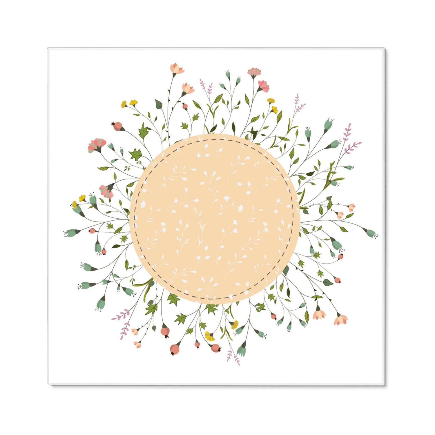 Bild von Banjado Magnettafel 50x50cm Magnetwand Weiß Aus Metall Magnetpinnwand Pinnwand Inkl. 4 Magnete Motiv Hibiskus Kreis