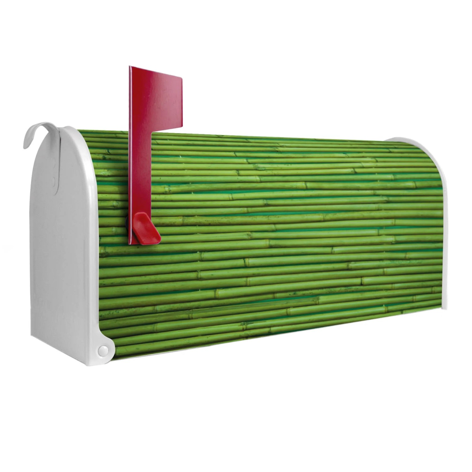 Bild von Banjado Amerikanischer Briefkasten Weiß 48x22x16cm US Mailbox Letterbox Postkasten Stahl Pulverbeschichtet Motiv Bambus Grün