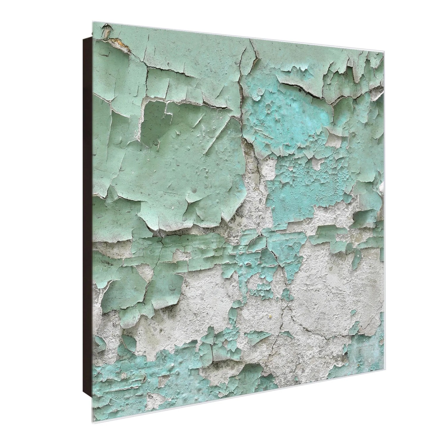 Bild von Banjado Großer Schlüsselkasten Glas 30x30cm Schwarz Scharnier Links 50 Haken Beschreibbar Magnetisch Motiv Patina Mint