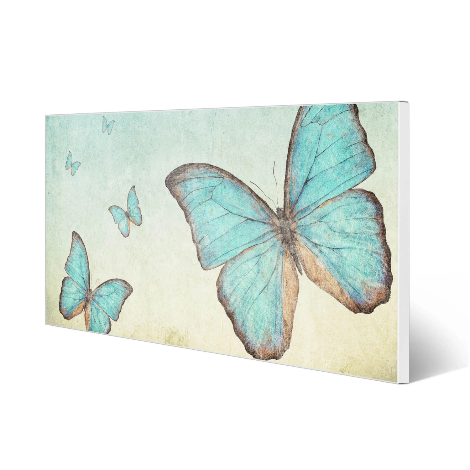Bild von Banjado Magnettafel 78x37cm Magnetwand  Weiß Aus Metall Magnetpinnwand Pinnwand Inkl. 4 Magnete Motiv Blaue Schmetterlinge