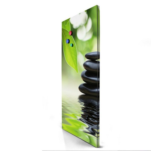 Bild von Banjado Magnettafel 37x78cm Magnetwand  Schwarz Aus Metall Magnetpinnwand Pinnwand Inkl. 4 Magnete Motiv Steine&Relax