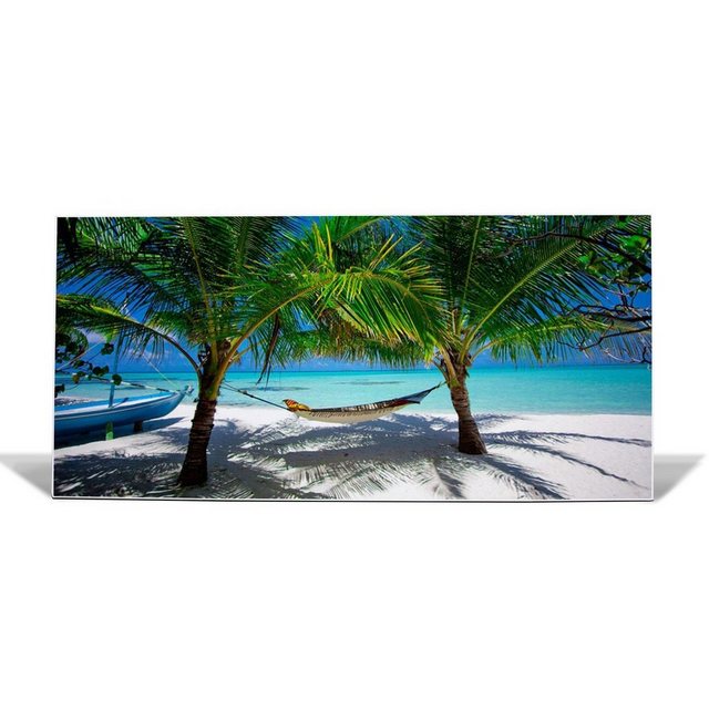 Bild von Banjado Magnettafel 78x37cm Magnetwand  Weiß Aus Metall Magnetpinnwand Pinnwand Inkl. 4 Magnete Motiv Strand