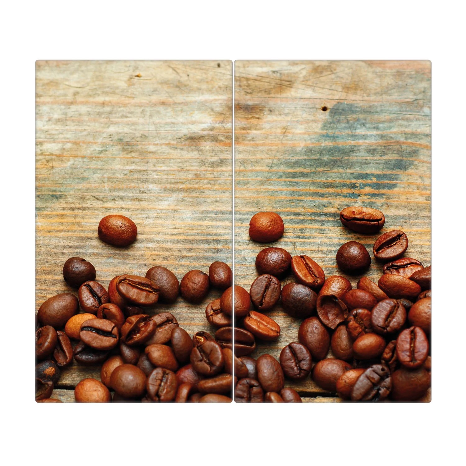 Bild von Banjado Herdabdeckplatte Glas 2 Teilig Je 30x52CM Schneidebrett Herdabdeckung Mit Motiv Kaffeebohnen