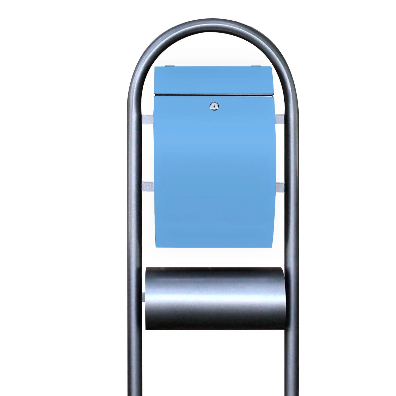 Bild von Banjado Standbriefkasten Hammerschlag Optik Größe 150x47x22cm Postkasten Freistehend Mit Zeitungsfach Motiv Pastellblau