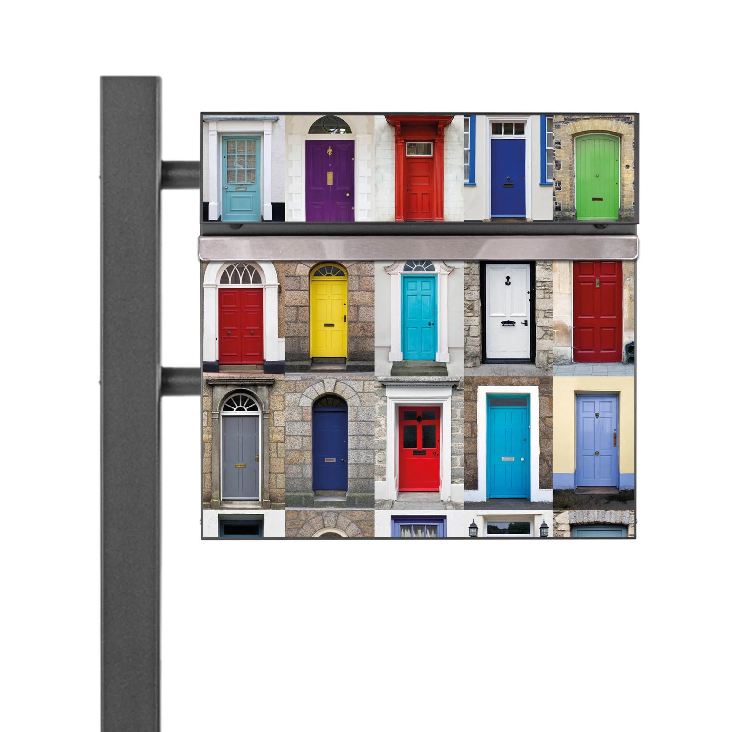 Bild von Banjado Standbriefkasten Anthrazit 45x120x16.5cm Groß Inkl. Montagematerial & 2 Schlüsseln Motiv Türen