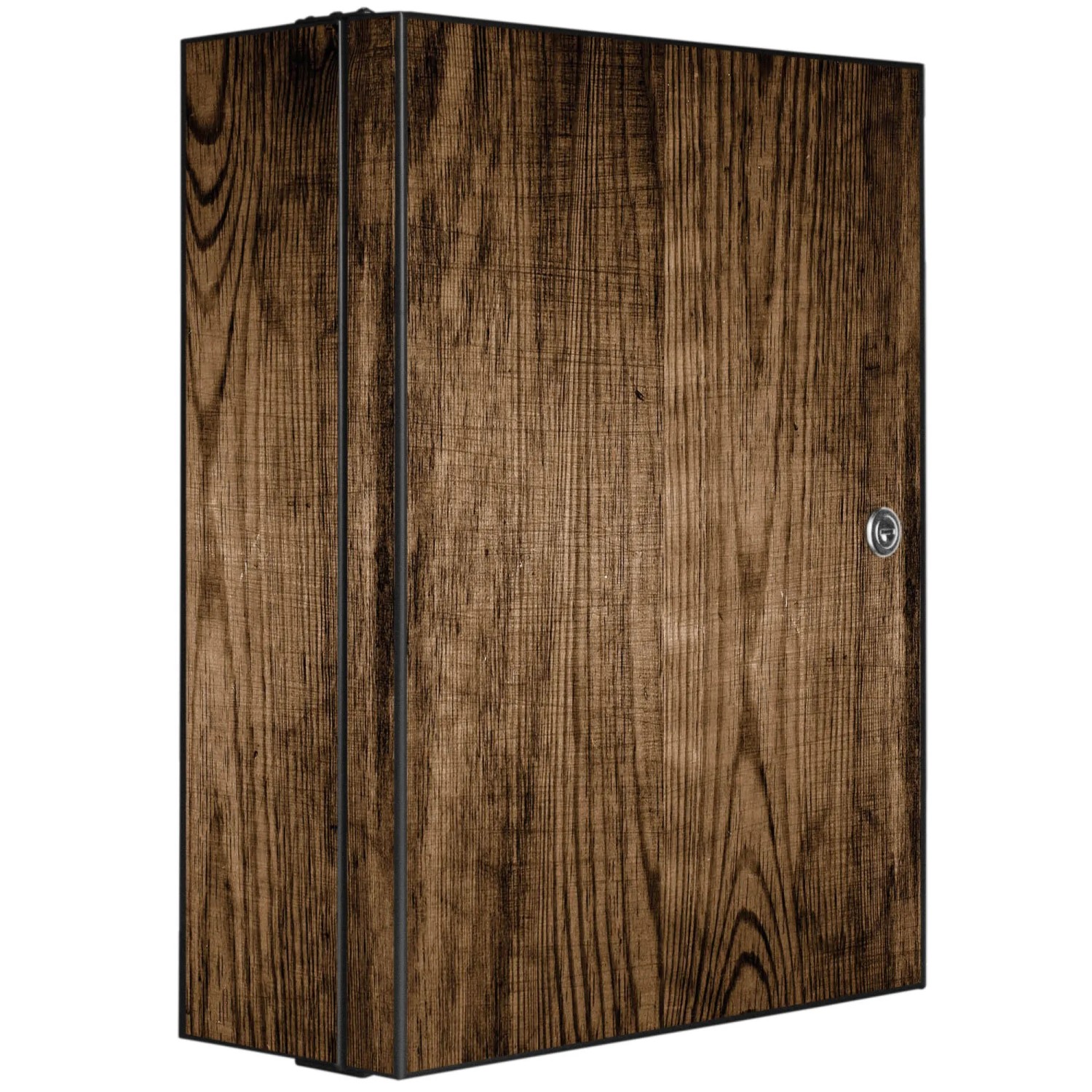 Bild von Banjado XXL Medizinschrank Abschliessbar 35x46x15cm Arzneischrank Anthrazit Aus Metall Mit Motiv Motiv Maserung Dunkel