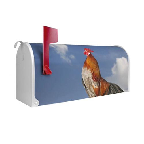 Bild von Banjado Amerikanischer Briefkasten Weiß 48x22x16cm mit Hahn-Motiv
