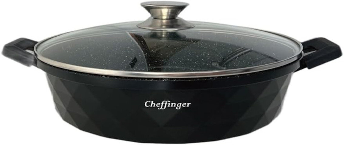Bild von Cheffinger DIAMOND Flache Kasserolle mit Silikongriffen, Ø28cm