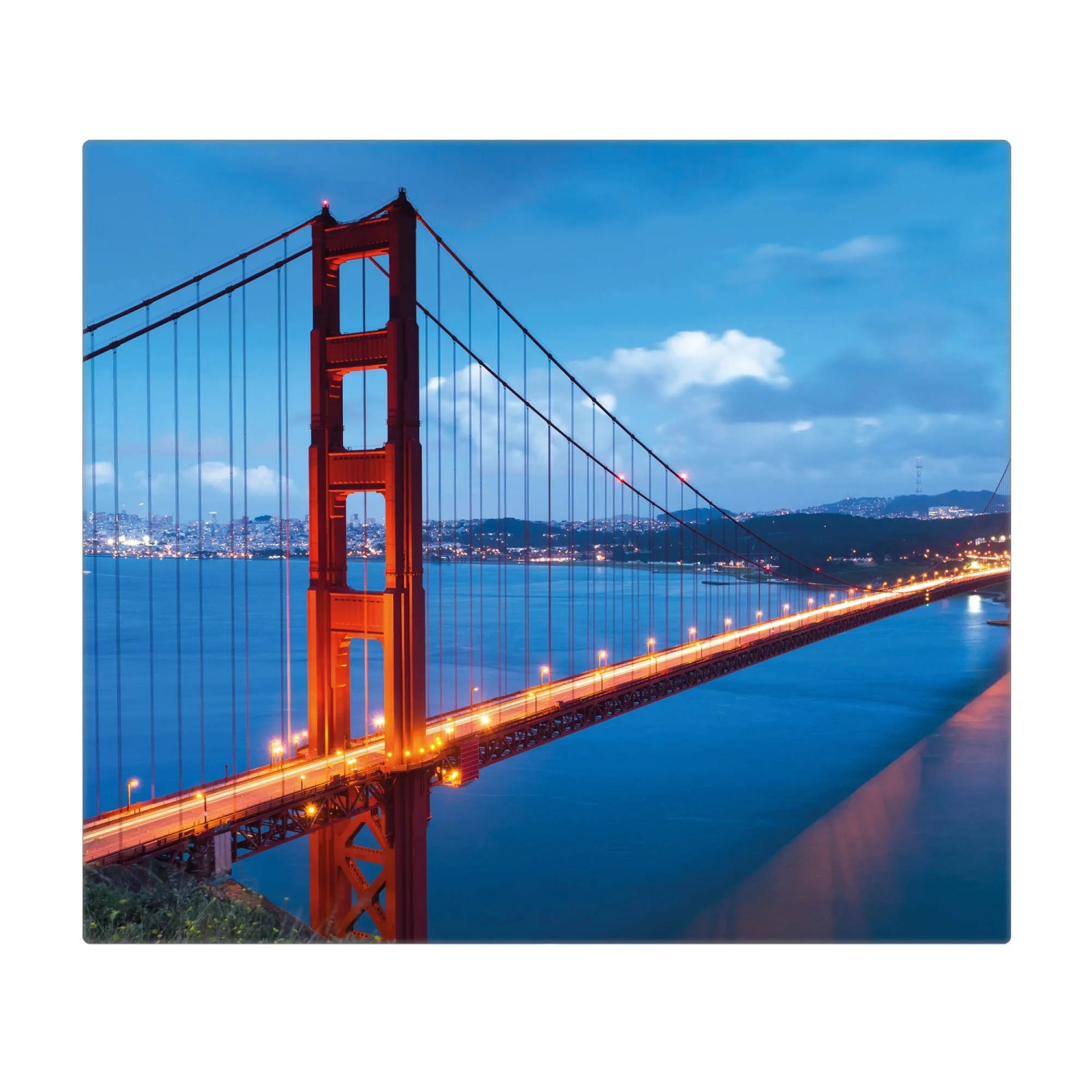 Bild von Banjado Herdabdeckplatte Glas 1 Teilig 60x52CM Schneidebrett Herdabdeckung Mit Motiv Golden Gate Bridge