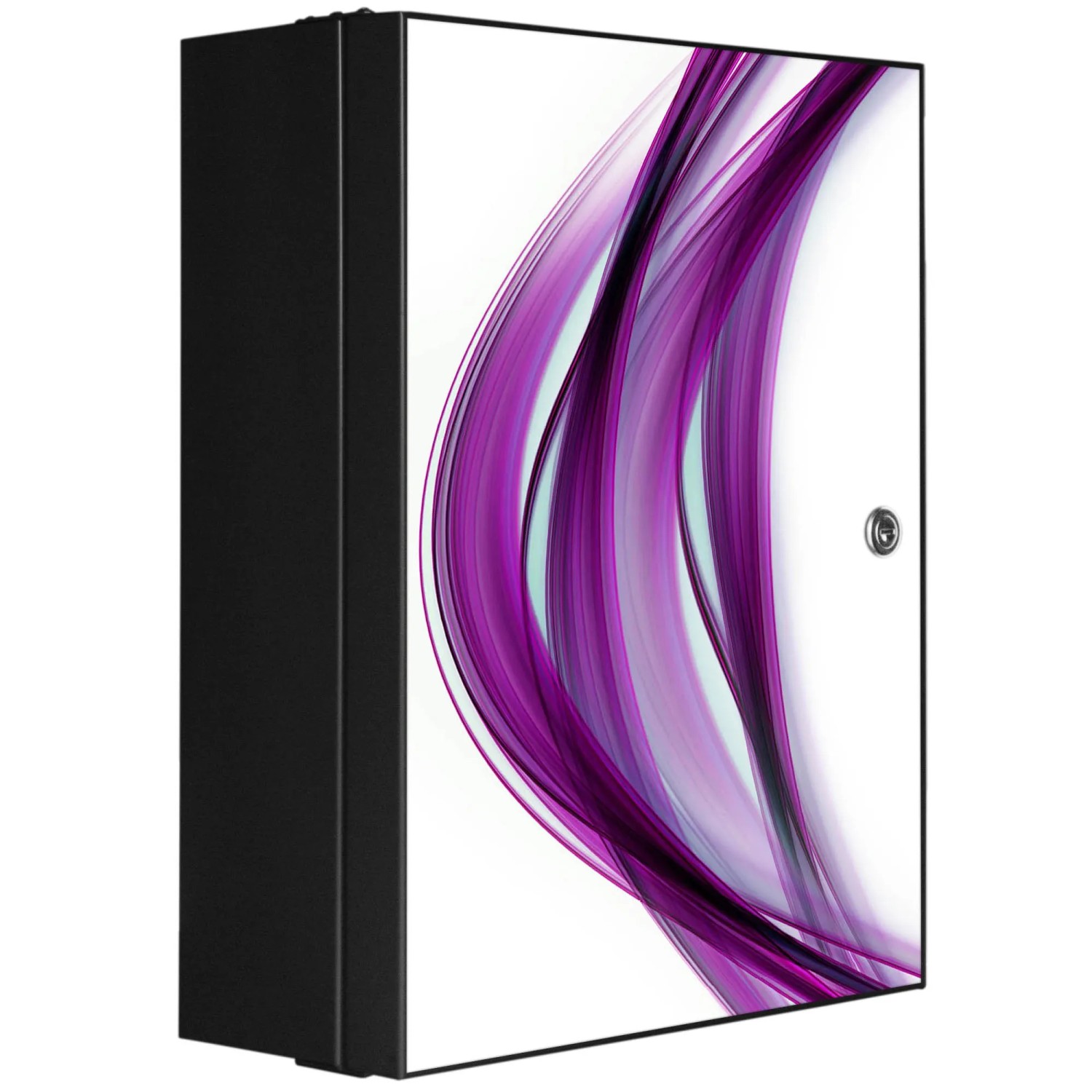 Bild von Banjado XXL Medizinschrank Abschliessbar 35x46x15cm Arzneischrank Anthrazit Aus Metall Front Mit Motiv Violet Element