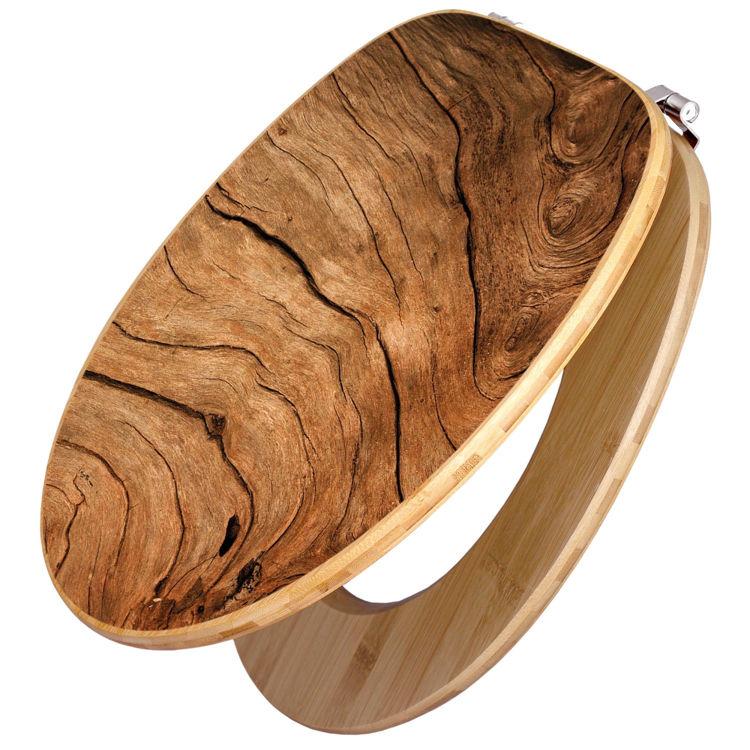 Bild von Banjado Design WC Sitz Bambus Toilettendeckel Toilettensitz Bambus Holz Klodeckel WC-Sitz Universal Scharnieren Motiv Trockenes Holz