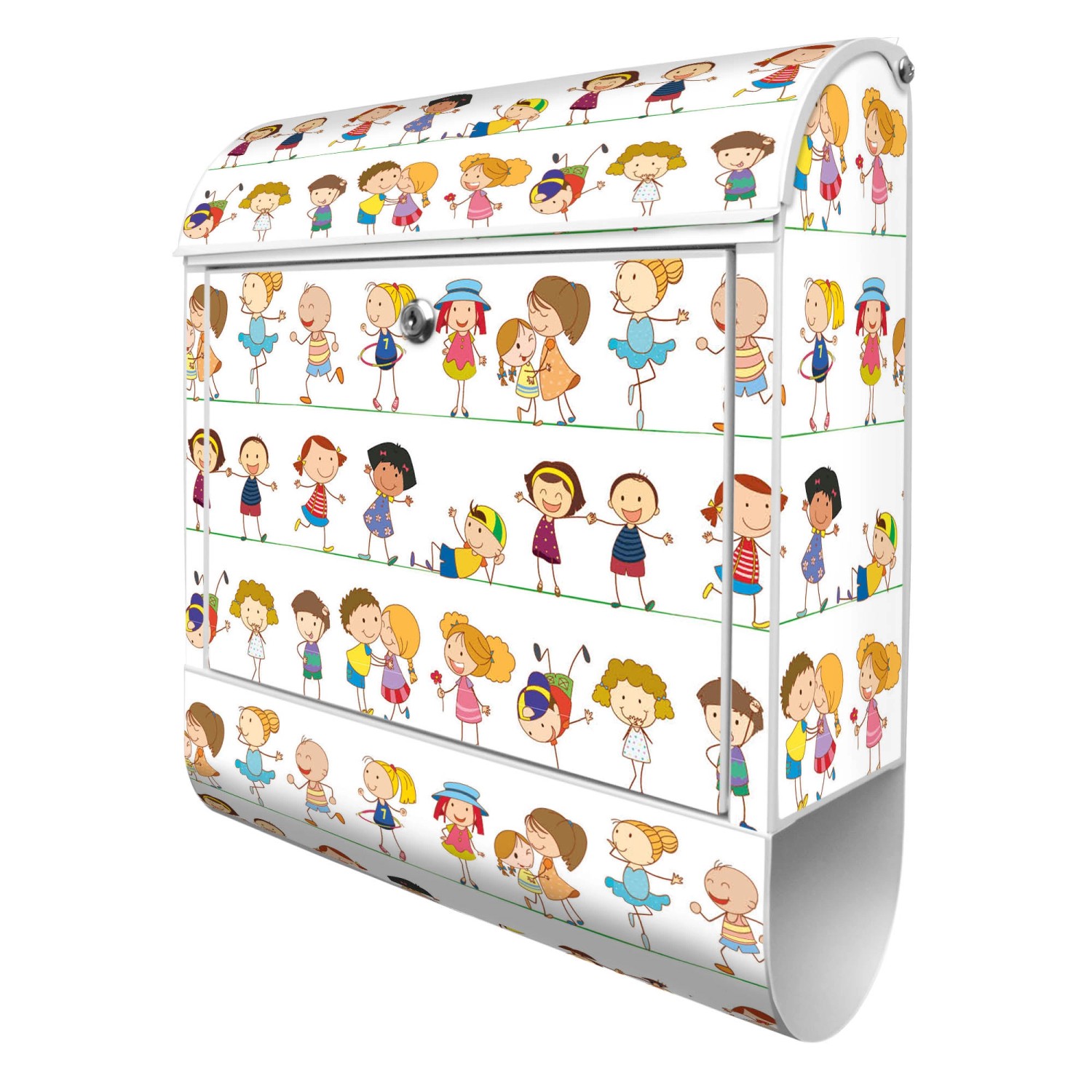 Bild von banjado Wandbriefkasten Stahl Kinder (Wandbriefkasten witterungsbeständig, pulverbeschichtet, mit Zeitungsfach), 39 x 47 x 14cm