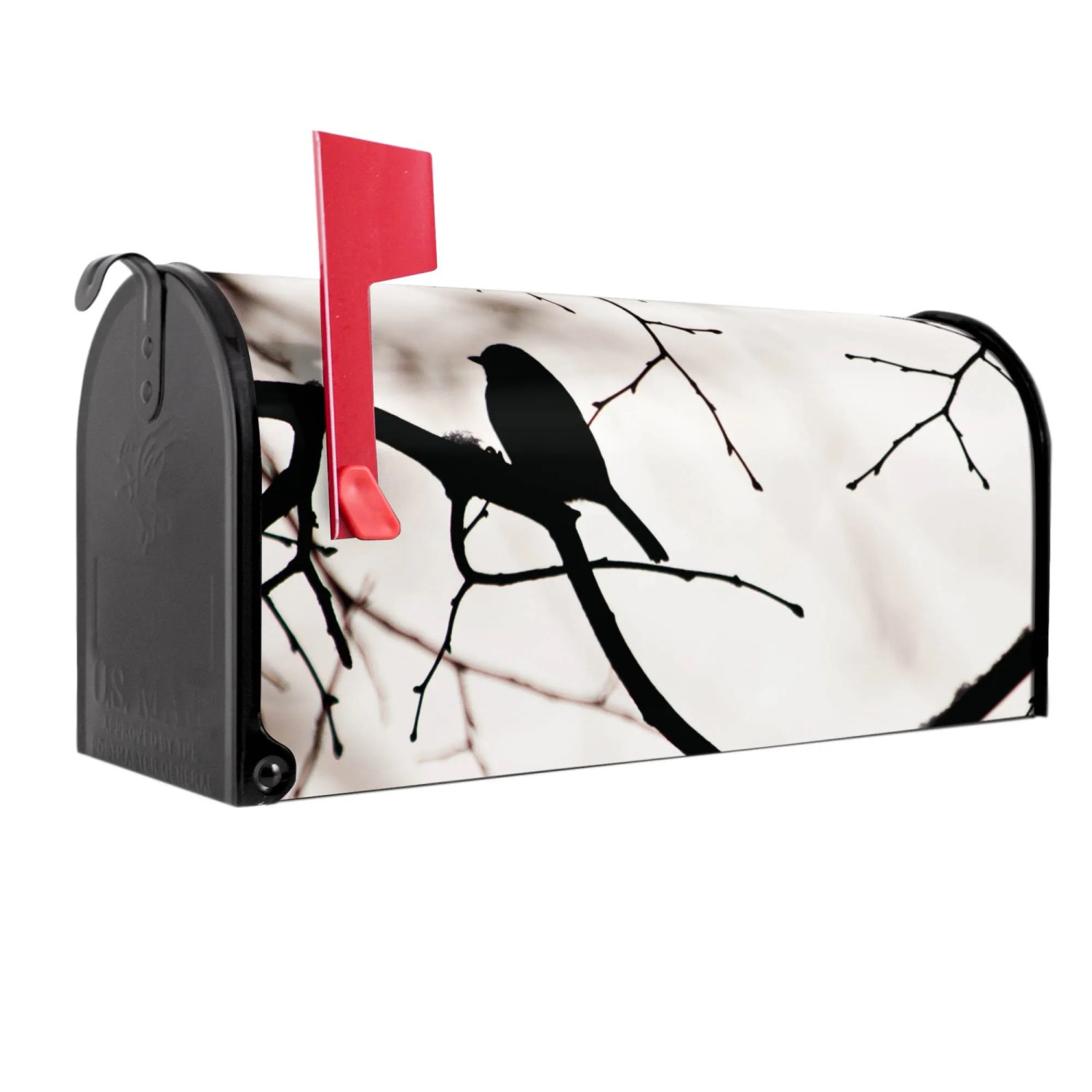 Bild von Banjado Amerikanischer Briefkasten Schwarz 48x22x16cm US Mailbox Letterbox Postkasten Stahl Pulverbeschichtet Motiv Früher Vogel