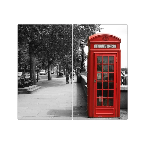 Bild von Banjado Herdabdeckplatte Glas 2-teilig - Mit Motiv London Red Telephone