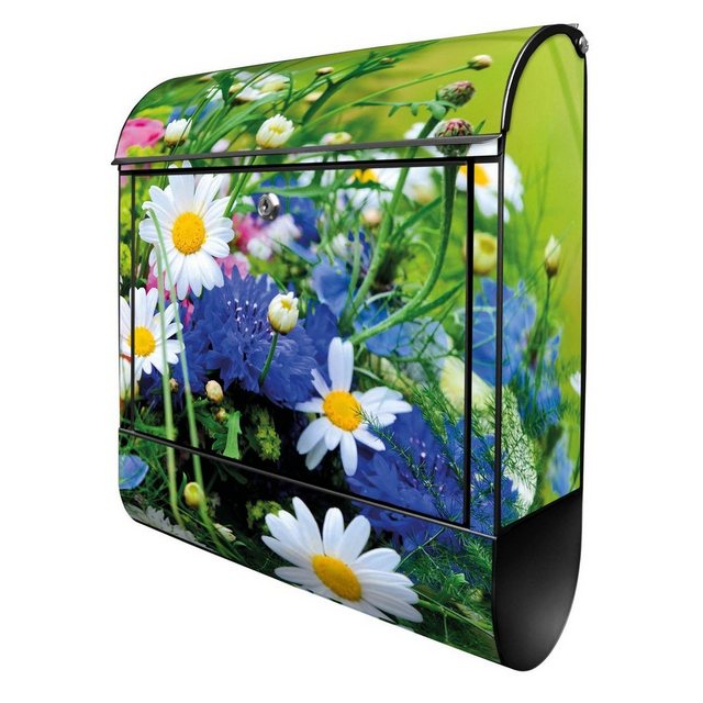 Bild von banjado Wandbriefkasten Stahl Blumenstrauß (Wandbriefkasten witterungsbeständig, pulverbeschichtet, mit Zeitungsfach), 39 x 47 x 14cm