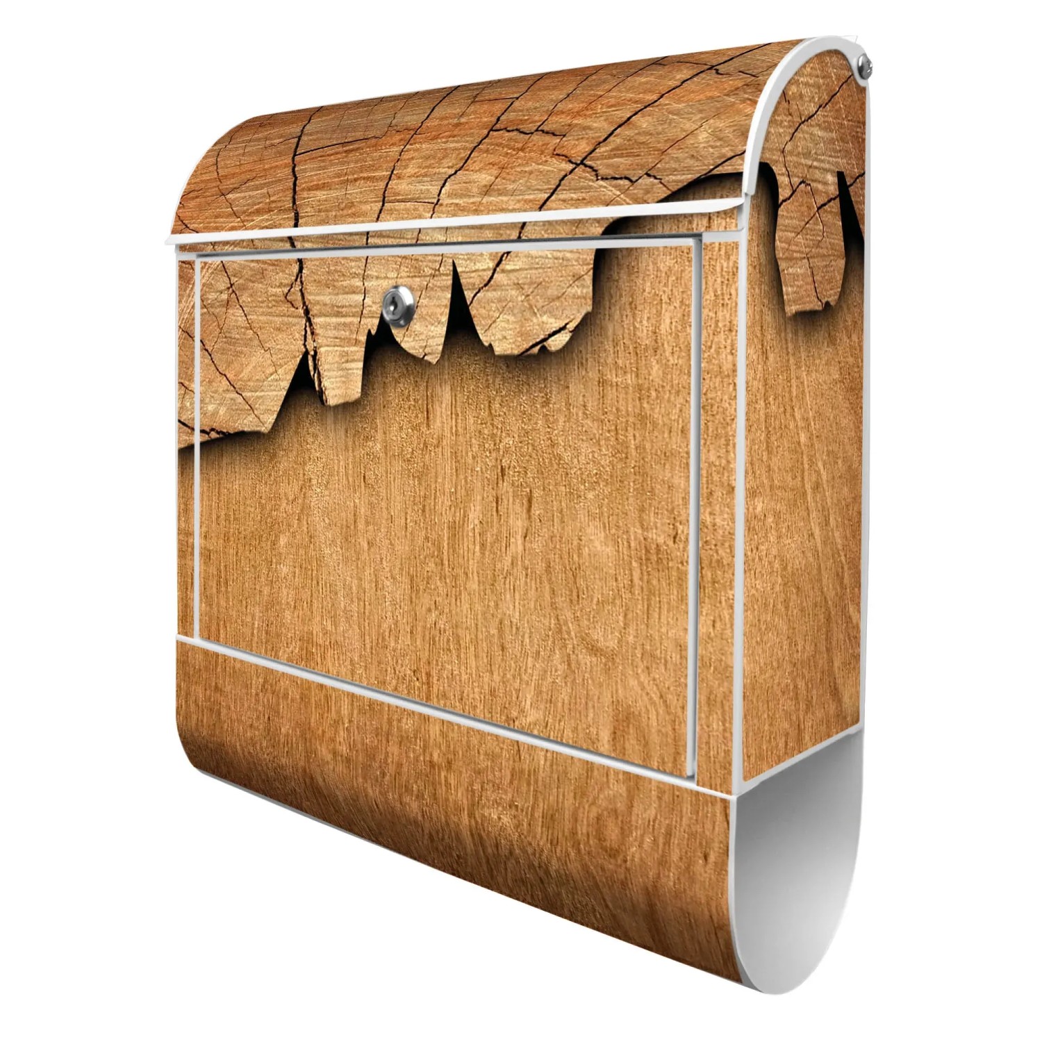 Bild von Banjado Design Briefkasten Weiß Pulverbeschichtet 39x47x14cm 2 Schlüssel Mit Zeitungsfach Motiv Baumscheibe