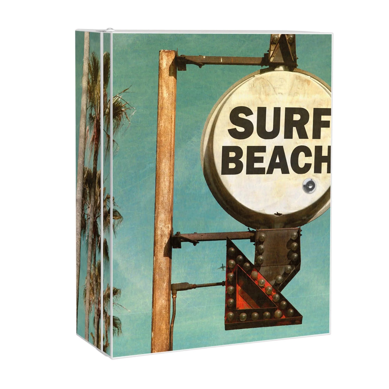Bild von Banjado XXL Medizinschrank Abschliessbar 35x46x15cm Arzneischrank Weiß Aus Metall Mit Motiv Surf Beach