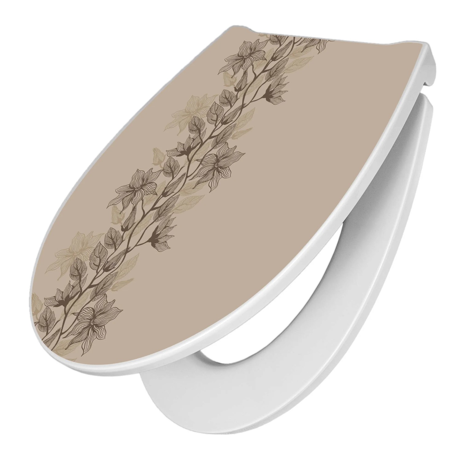 Bild von Banjado Premium Toilettendeckel Mit Absenkautomatik WC-Sitz Soft Close Hygienischer Klodeckel Duroplast Mit Motiv Baumwollblüte Monochrom