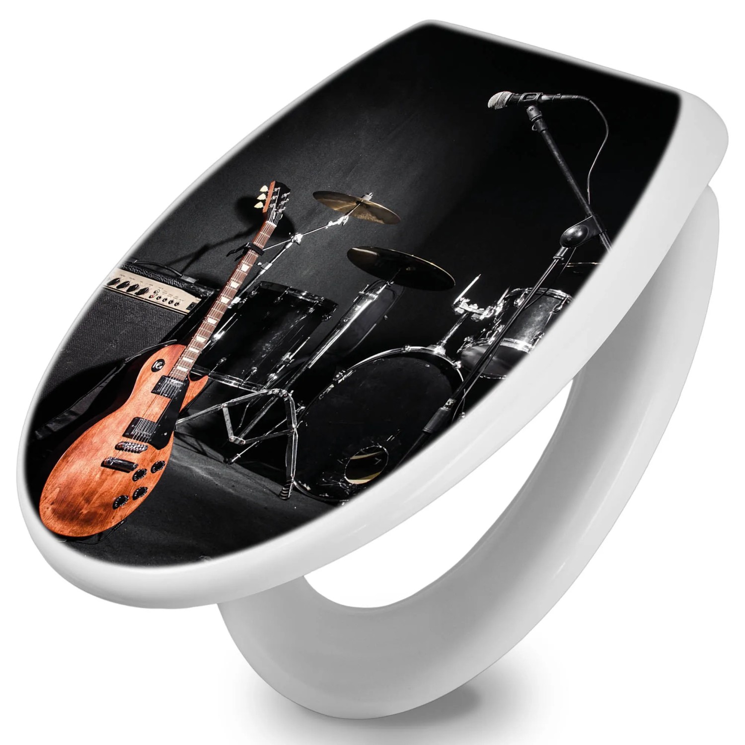 Bild von Banjado Toilettendeckel Mit Absenkautomatik WC-Sitz Soft Close Weiß Hygienischer Duroplast Leichte Montage Mit Motiv Jam Session