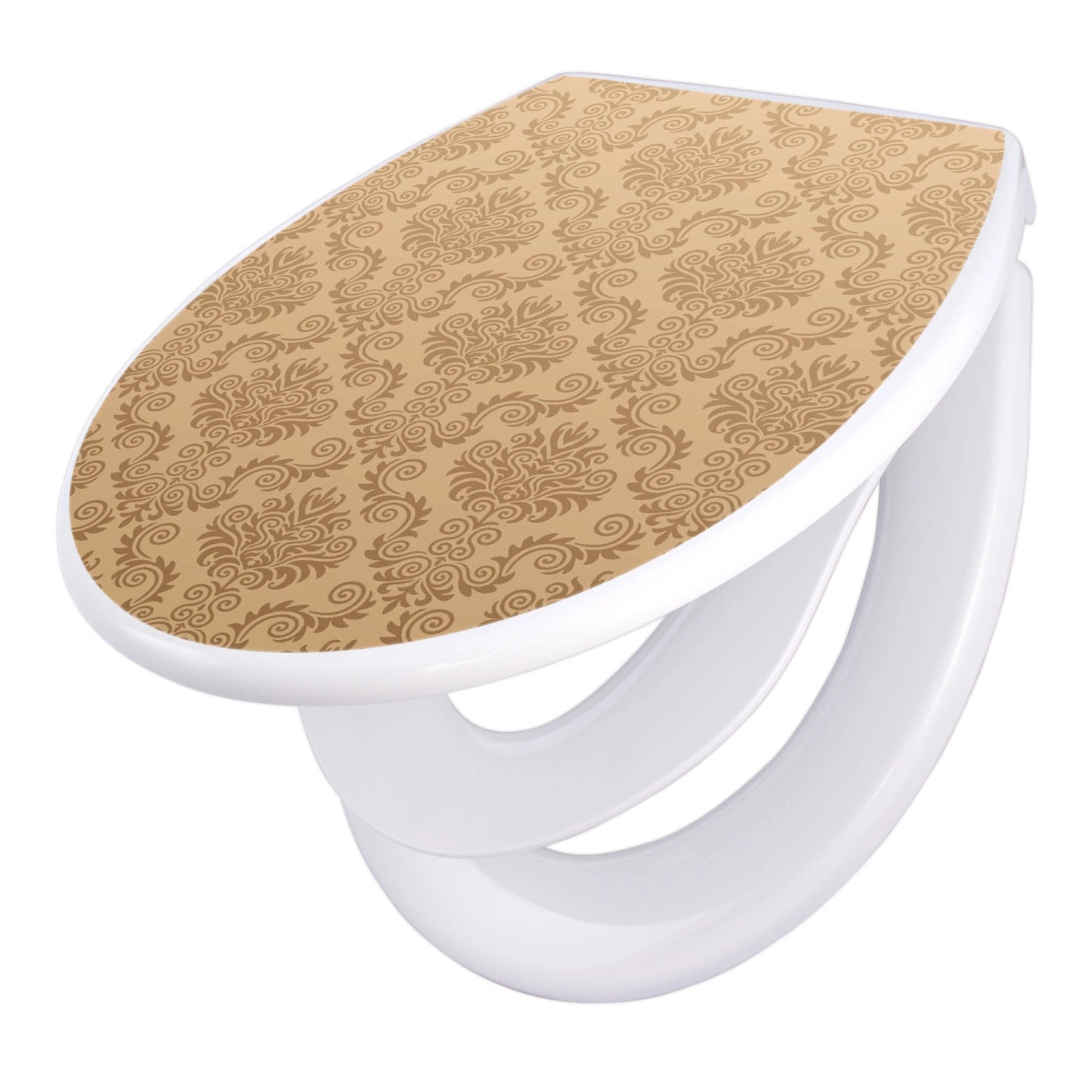 Bild von Banjado Familien WC Sitz Mit Absenkautomatik Universeller Klodeckel Mit Kindersitz Hochwertiges Polypropylen Mit Motiv Tapete Beige