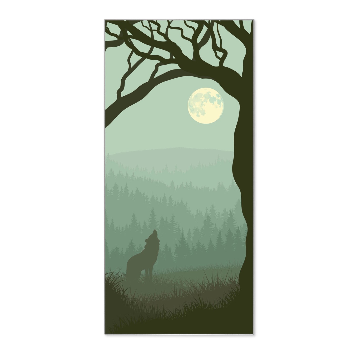 Bild von Banjado Magnettafel 37x78cm Magnetwand  Silber Aus Metall Magnetpinnwand Pinnwand Inkl. 4 Magnete Motiv Heulender Wolf