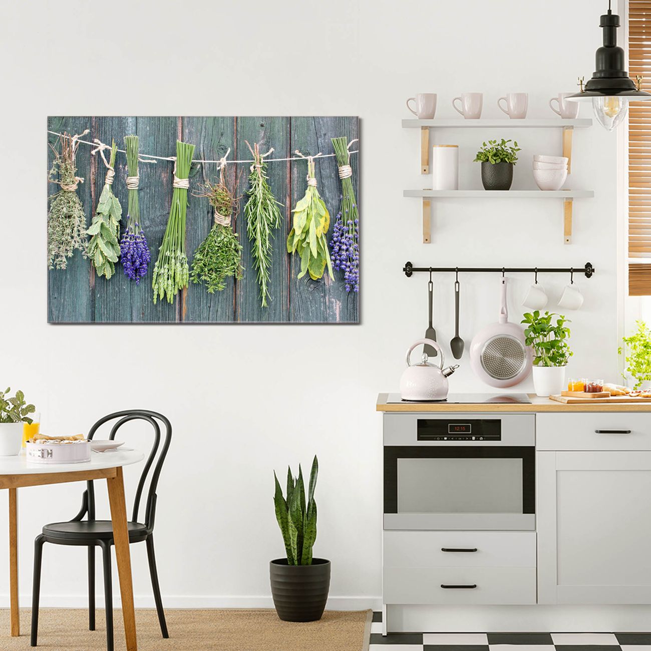 Bild von banjado Glas Magnettafel 100 x 50 cm Acht Kräuter im Querformat rahmenlose & hochwertige Aufhängung, magnetisch & beschreibbar, 4mm starkes ESG Glas