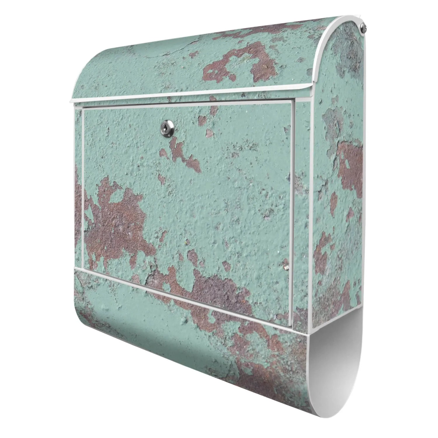 Bild von Banjado Design Briefkasten Weiß Pulverbeschichtet 39x47x14cm 2 Schlüssel Mit Zeitungsfach Motiv Blaue Struktur