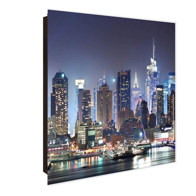 Bild von Banjado Großer Schlüsselkasten Glas 30x30cm Schwarz Scharnier Rechts 50 Haken Beschreibbar Magnetisch Motiv New York