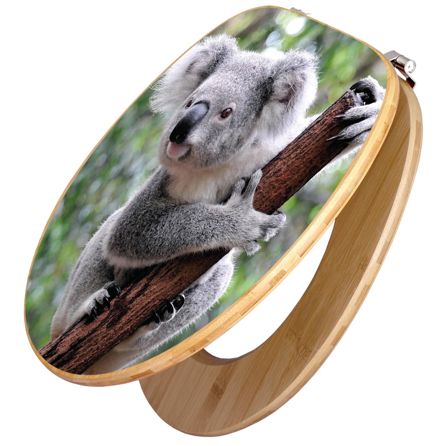 Bild von Banjado Design WC Sitz Bambus Toilettendeckel Toilettensitz Bambus Holz Klodeckel WC-Sitz Universal Scharnieren Motiv Koala