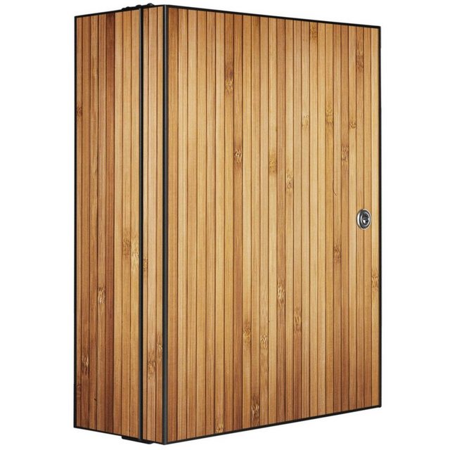 Bild von Banjado XXL Medizinschrank Abschliessbar 35x46x15cm Arzneischrank Anthrazit Aus Metall Mit Motiv Bambusholz