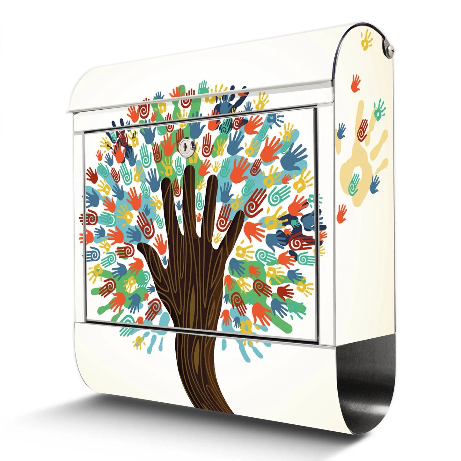 Bild von Banjado Briefkasten Edelstahl 38x43x12.5cm Rostfrei Mit Zeitungsfach Mit Motiv Motiv We Are The World
