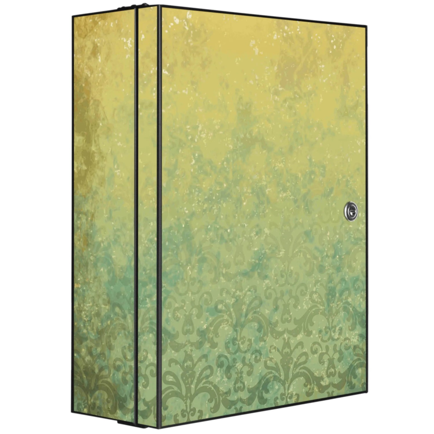 Bild von Banjado XXL Medizinschrank Abschliessbar 35x46x15cm Arzneischrank Anthrazit Aus Metall Mit Motiv Vintage Messing