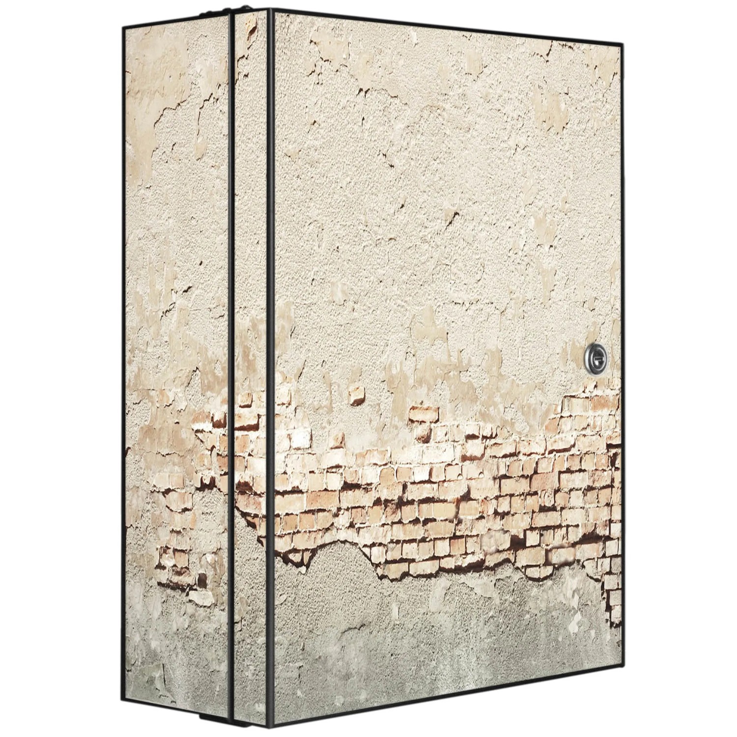 Bild von Banjado XXL Medizinschrank Abschliessbar 35x46x15cm Arzneischrank Anthrazit Aus Metall Mit Motiv Motiv Baulücke