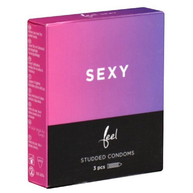 Bild von Feel Kondome Sexy - Perlnoppen Packung mit, 3 St., Noppenkondome für einen intensiven Orgasmus, zart genoppte Kondome mit stimulierender Struktur für Frauen