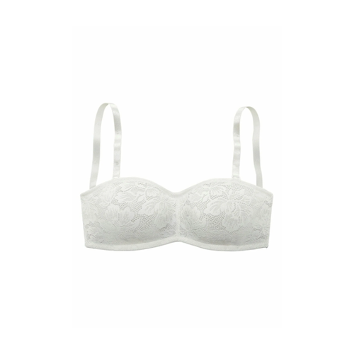Bild von Nuance BH Weiß Unifarben für Damen - 80C, Nuance Bügel-BH mit abnehmbaren Trägern und Details aus blumiger Spitze