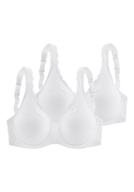 Bild von petite fleur Bügel-BH (Packung, 2 Stück) aus Baumwolle mit Spitzenkante und breiteren Trägern