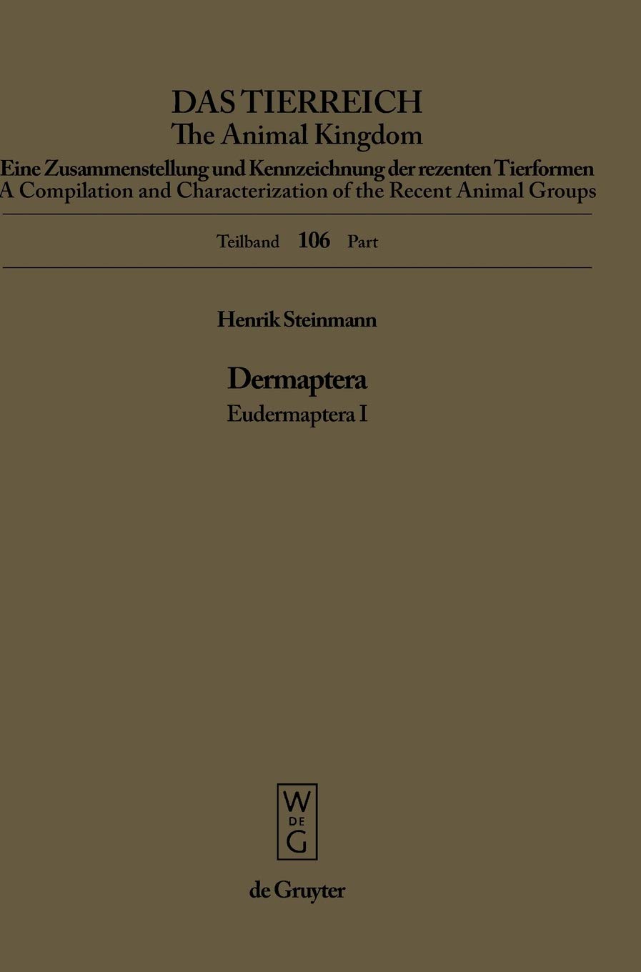 Bild von Dermaptera. Eudermaptera I (Das Tierreich / The Animal Kingdom)