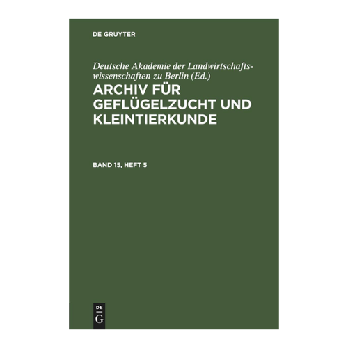 Bild von Archiv für Geflügelzucht und Kleintierkunde / Band 15, Heft 5