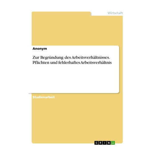 Bild von Anonymous: Zur Begründung des Arbeitsverhältnisses - Produkt-Check