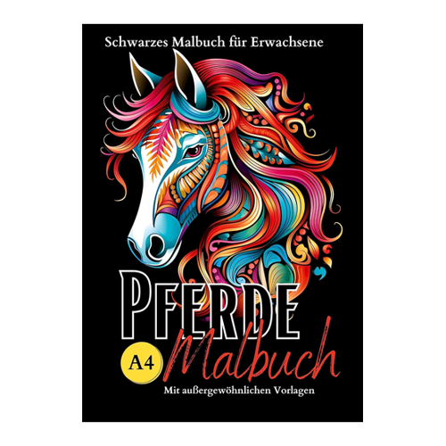 Bild von Schwarzes Pferde Malbuch für Erwachsene