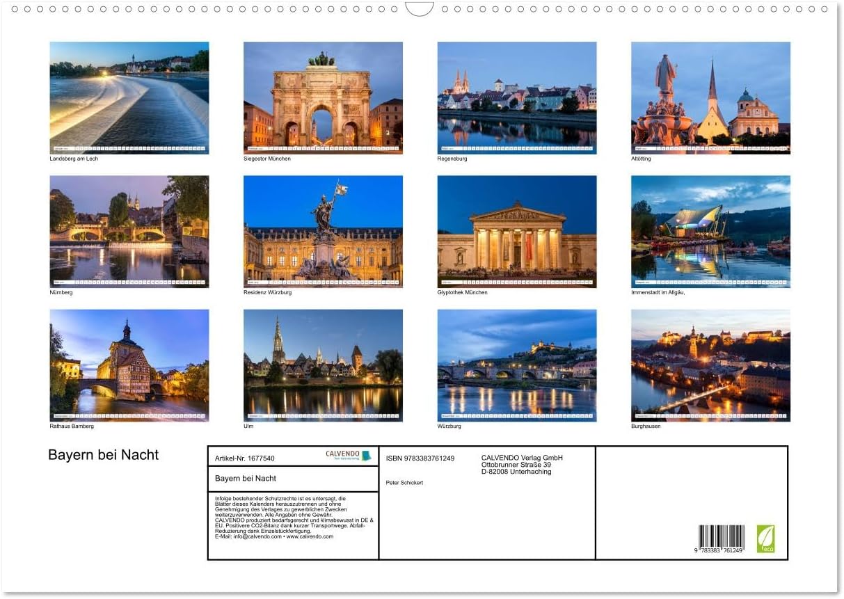 Bild von Schickert, Peter: Bayern bei Nacht (Wandkalender 2025 DIN A2 quer), CALVENDO Monatskalender