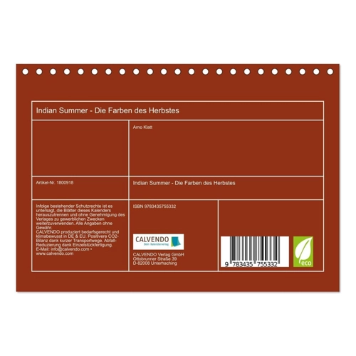 Bild von Indian Summer - Die Farben des Herbstes (Wandkalender 2025 DIN A3 quer)