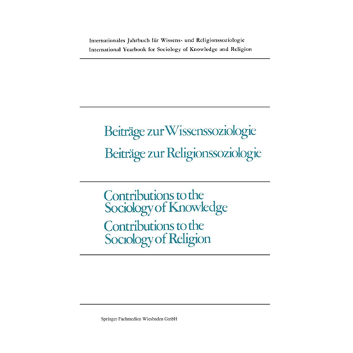 Bild von Beiträge zur Wissenssoziologie und Religionssoziologie