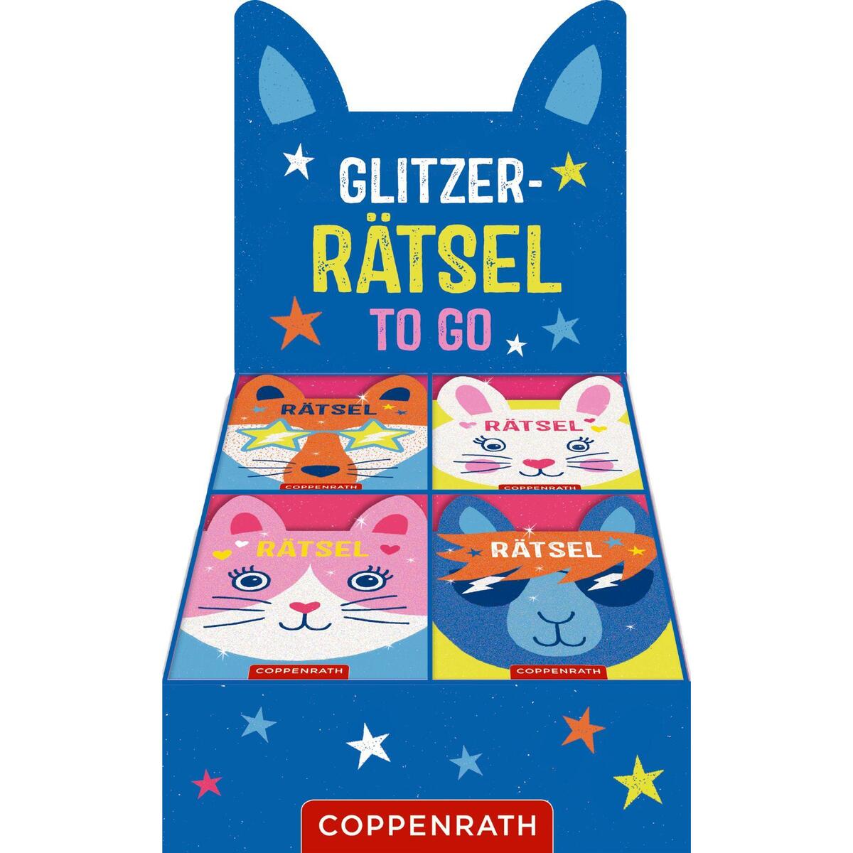 Bild von Coppenrath Verlag Glitzer-Rätsel to go Katze / Hase / Fuchs / Lama, 1 Stück, 4-fach sortiert
